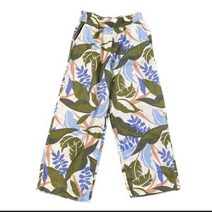Women’s Tahari Tropical Print 100% Linen Wide Leg Pants